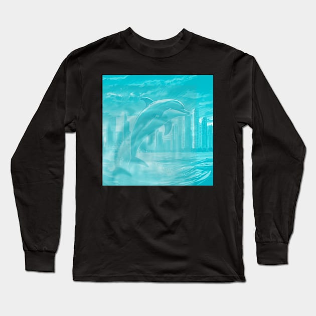 Artsy Dolphin Long Sleeve T-Shirt by Mr.Guru 305 